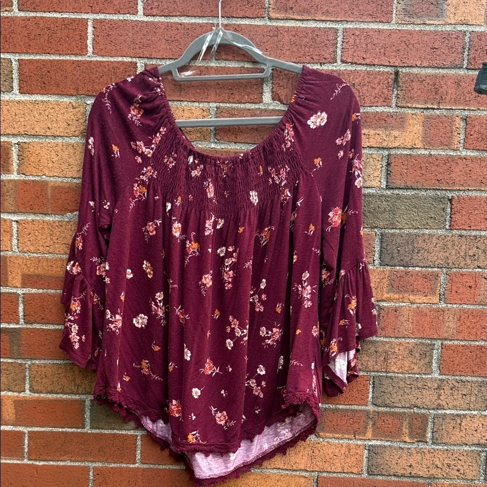Chic Floral Burgundy Blouse